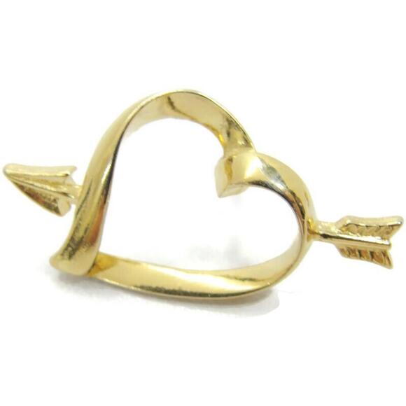 Avon Heart Arrow Vintage Hat Lapel Pin Gold Tone - Picture 3 of 9